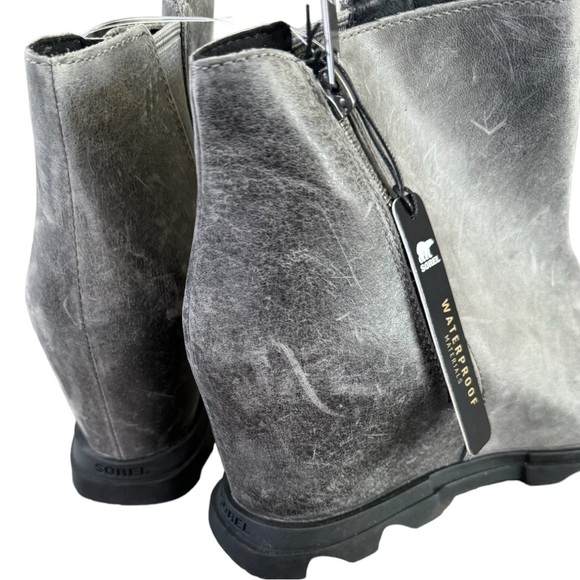 Sorel Joan of Arctic Wedge II Zip Booties 12 Gray‎ Waterproof Rain Leather Comfy - Picture 5 of 7
